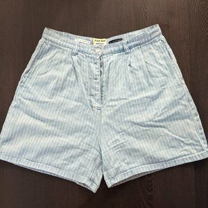 Frank + Oak high waisted denim shorts with stripes